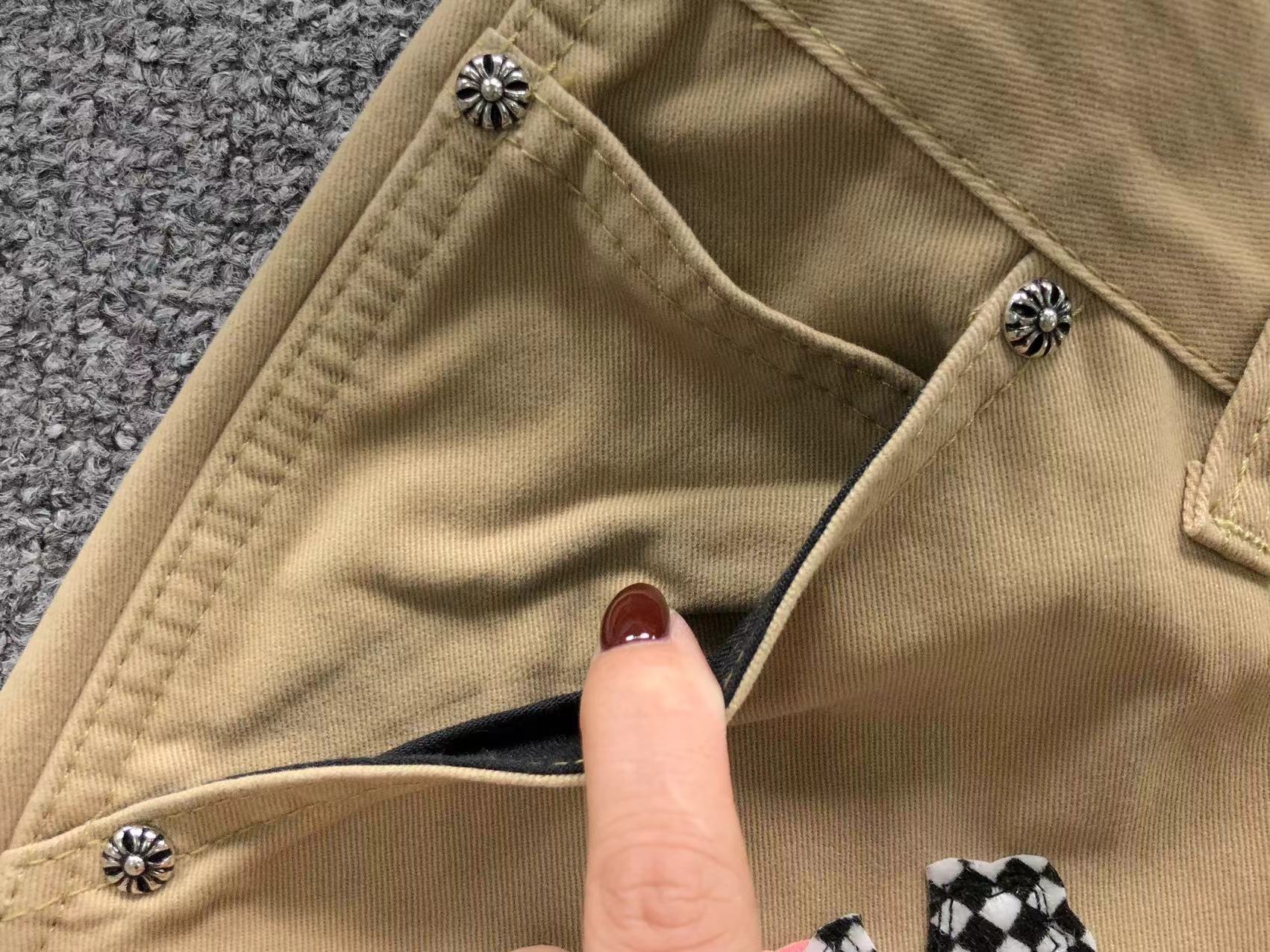 Pink & Checkered Cross Patch Beige Carpenter Pants™