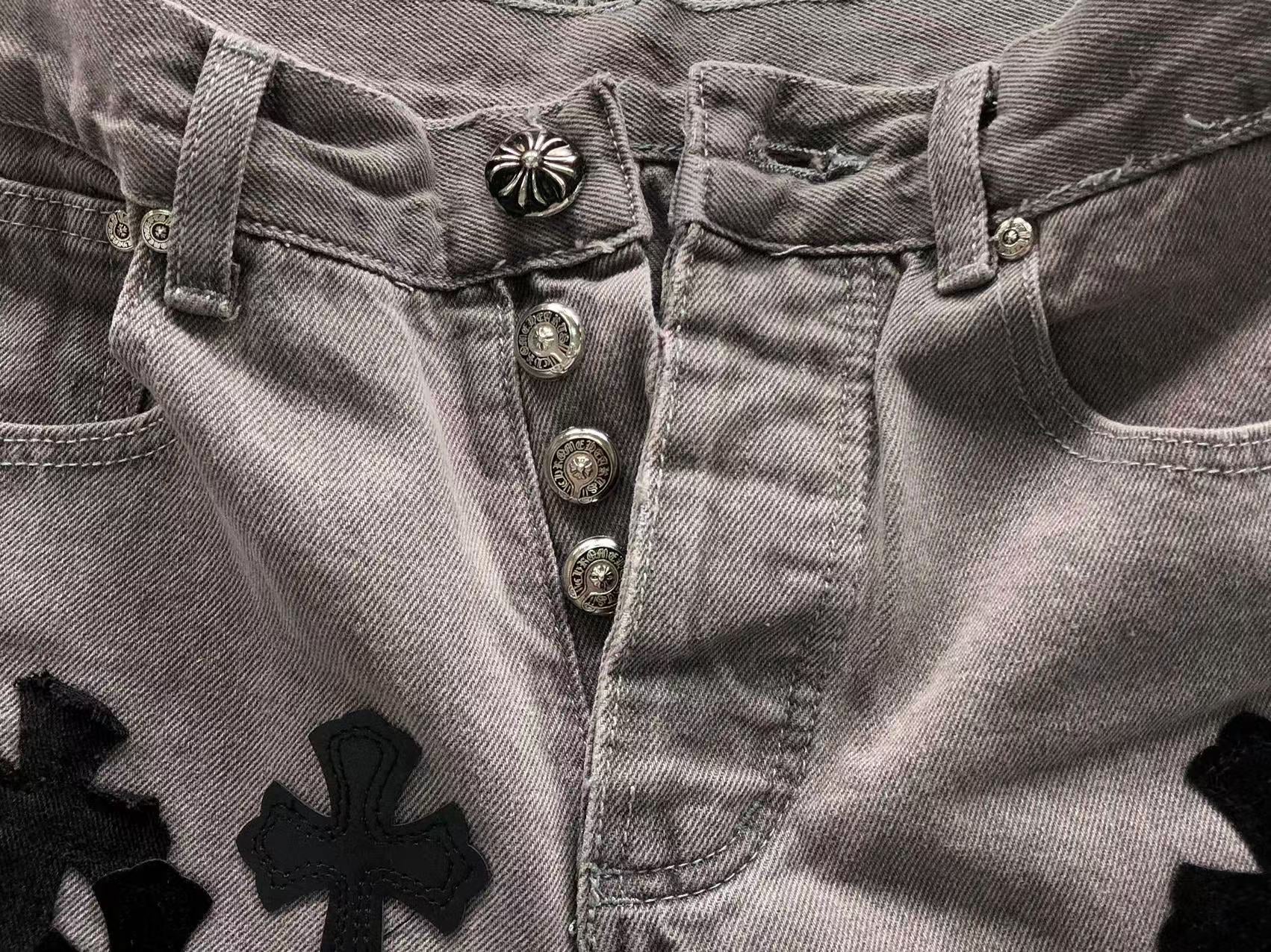 Black Cross Patch Grey Denim Jeans™