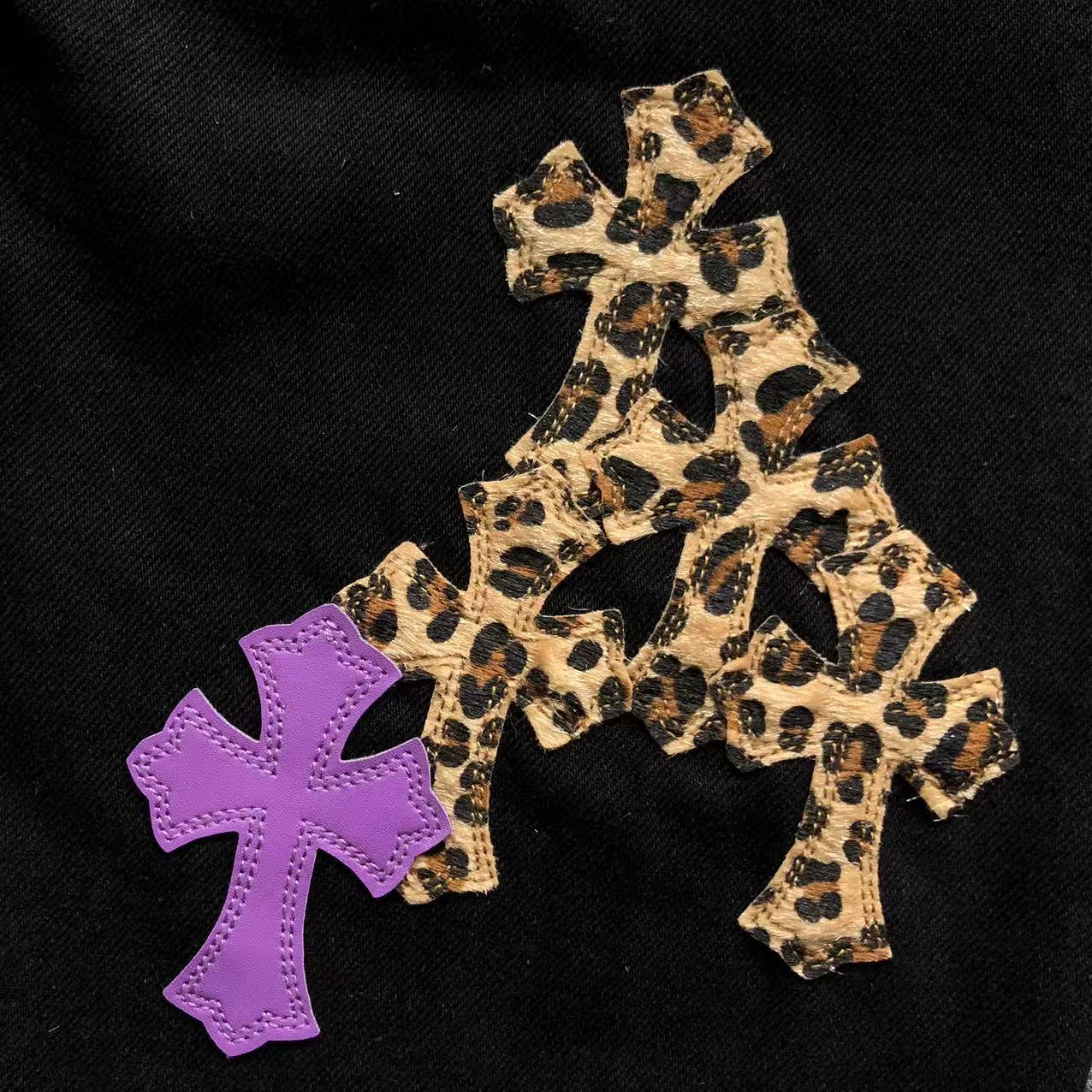 Purple & Leopard Cross Patch Black Jeans™