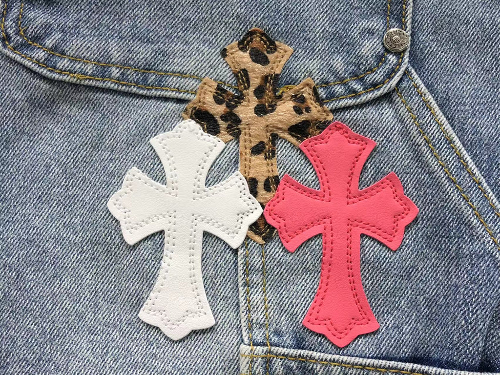 Pink White & Leopard Cross Patch Denim Jeans™
