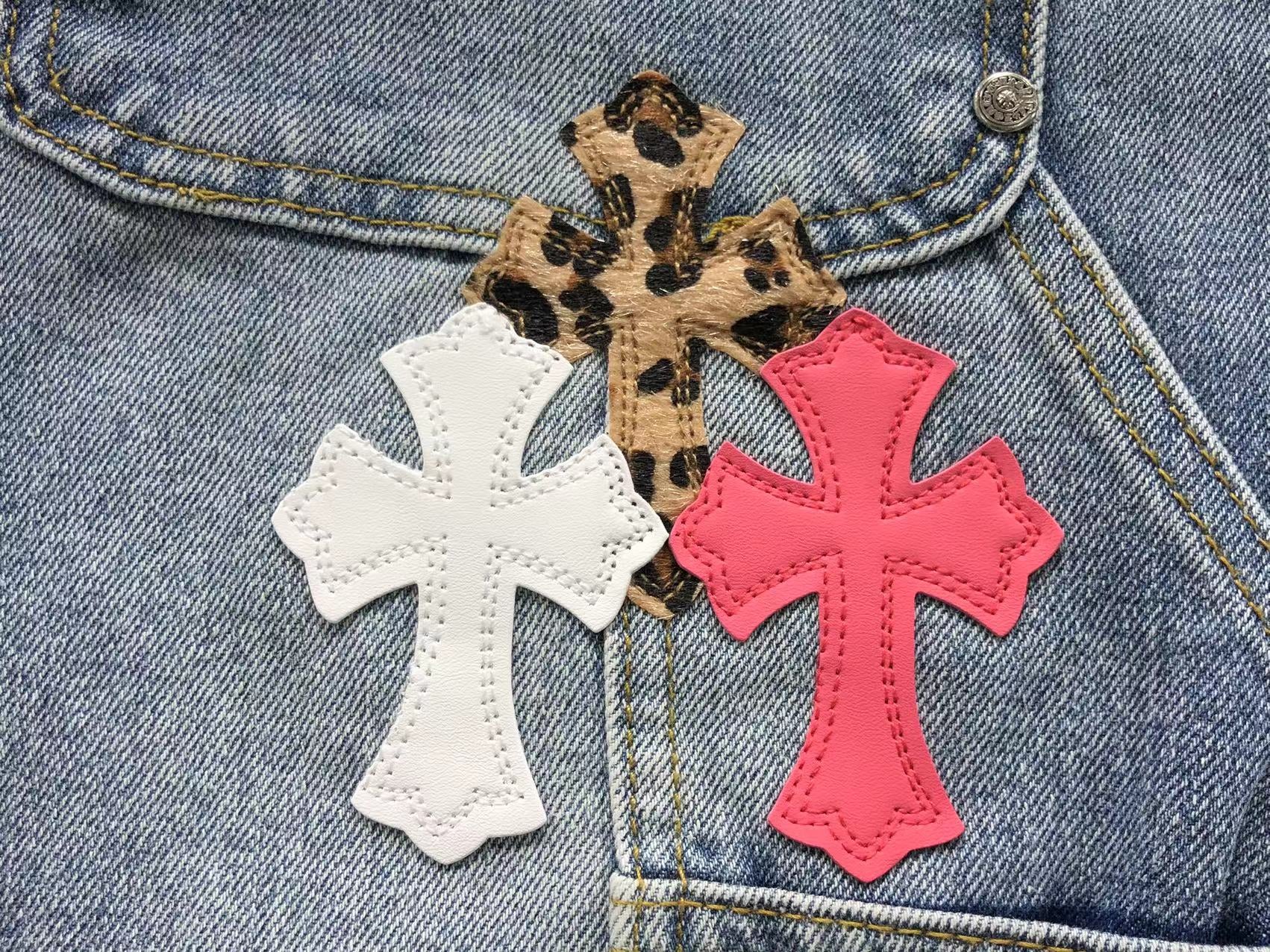 Pink White & Leopard Cross Patch Denim Jeans™