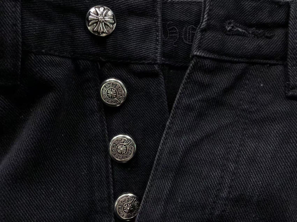 Pink & Checkered Cross Patch Black Denim Jeans™