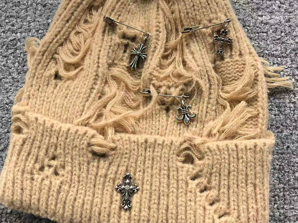 Safety Pin Torn Knit Beanie™