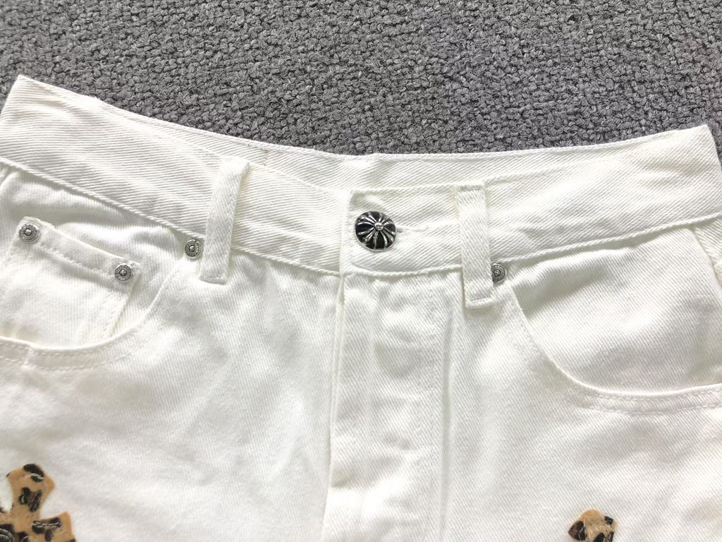 Mattyboy Leopard Cross Patch White Jeans™