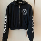 Horse Shoe Logo Women's Cropped Black Hoodie™