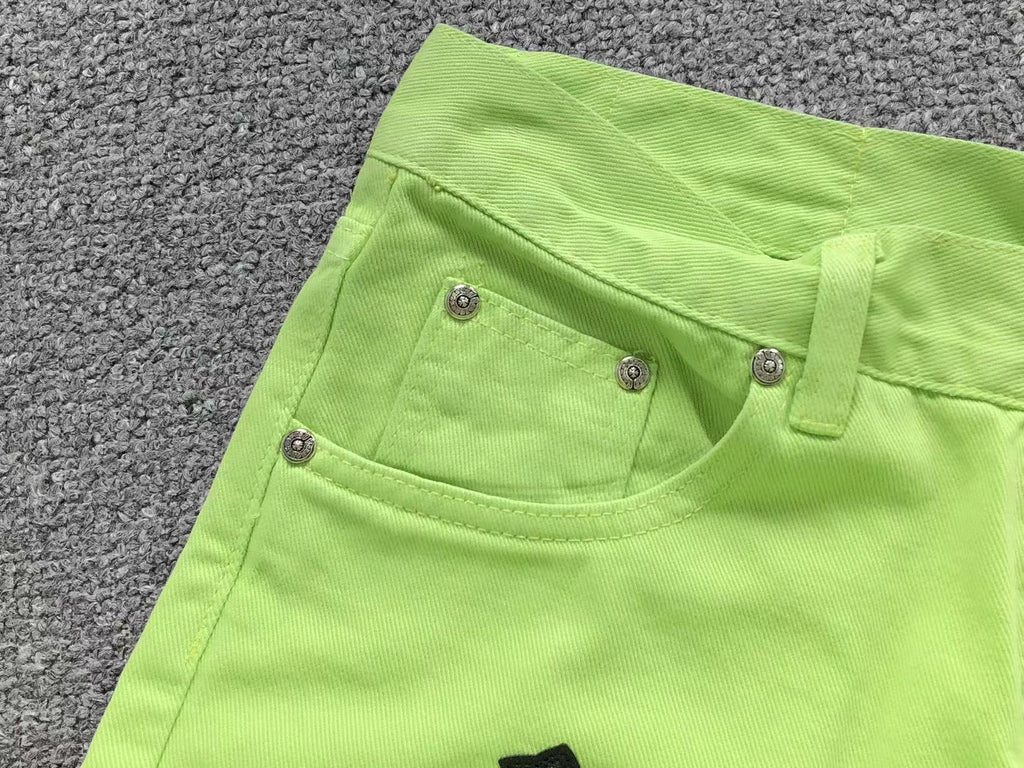 Green & Black Cross Patch Lime Green Jeans™