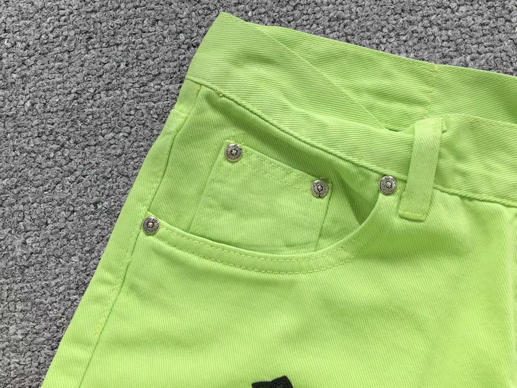 Green & Black Cross Patch Lime Green Jeans™