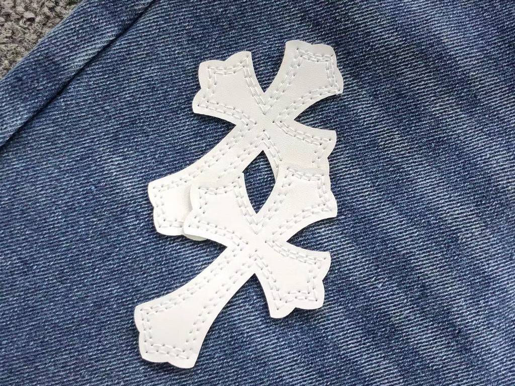 White Cross Patch Distressed Denim Jeans™
