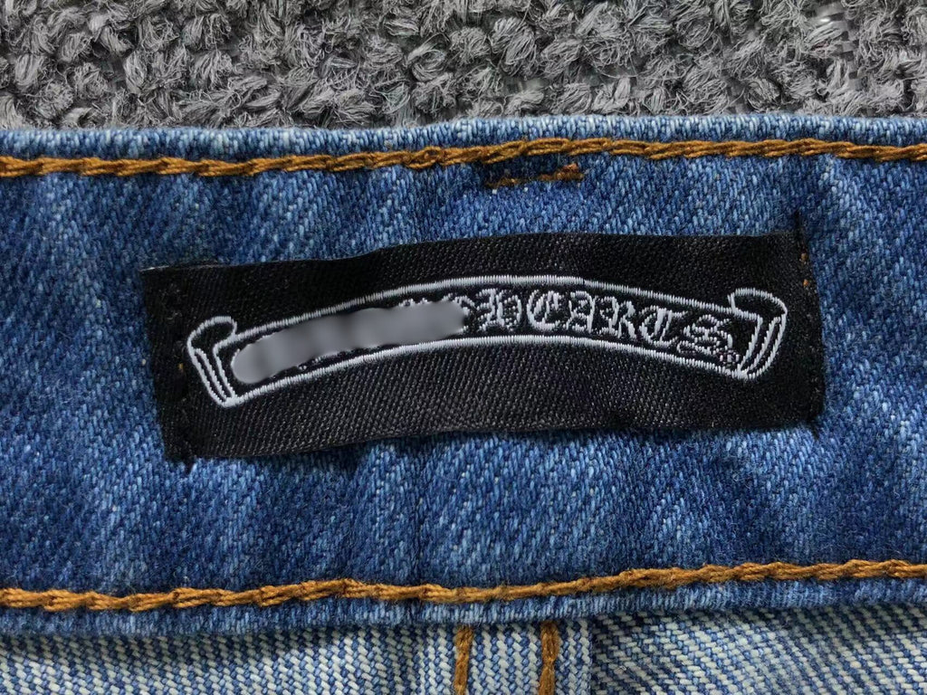 Stacked Black Crosses Denim Jeans™