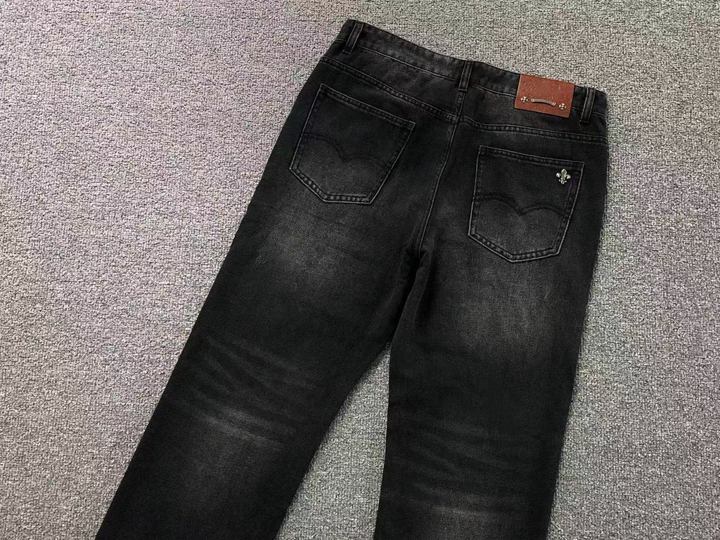 Faded Black Fleur De Lis Baggy Jeans™