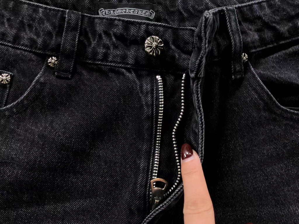 Black & Pink Cross Patch Black Jeans™