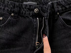 Black & Pink Cross Patch Baggy Black Jeans™