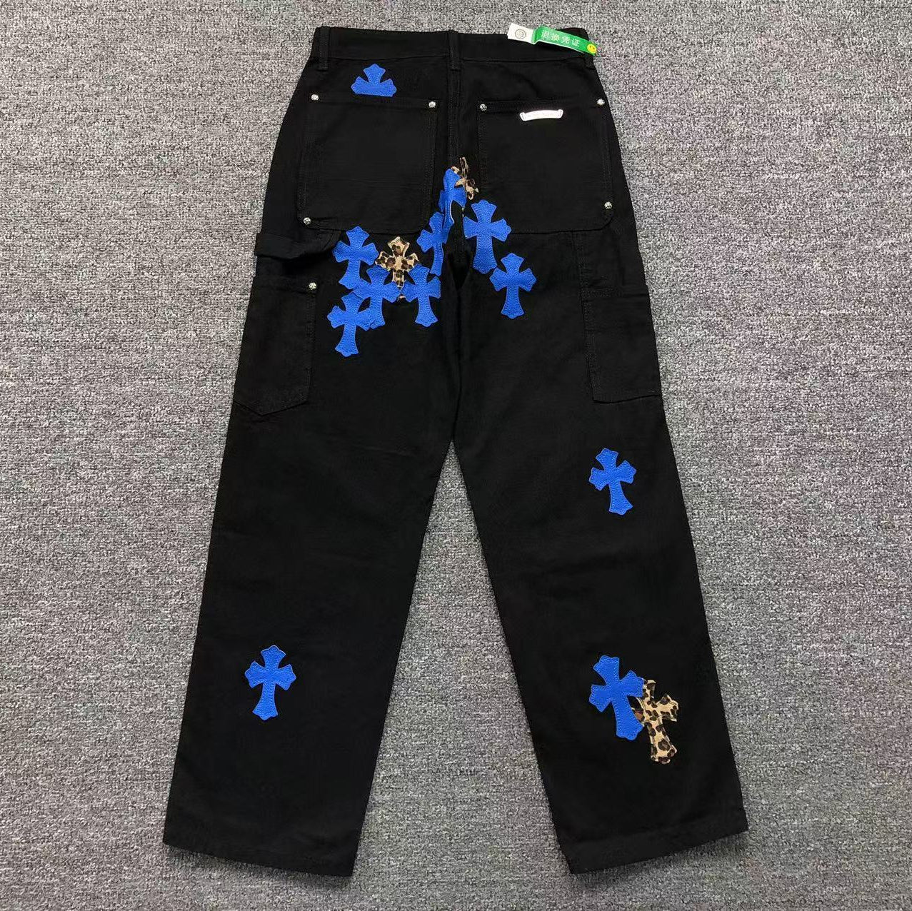 Blue & Leopard Cross Patch Carpenter Pants™