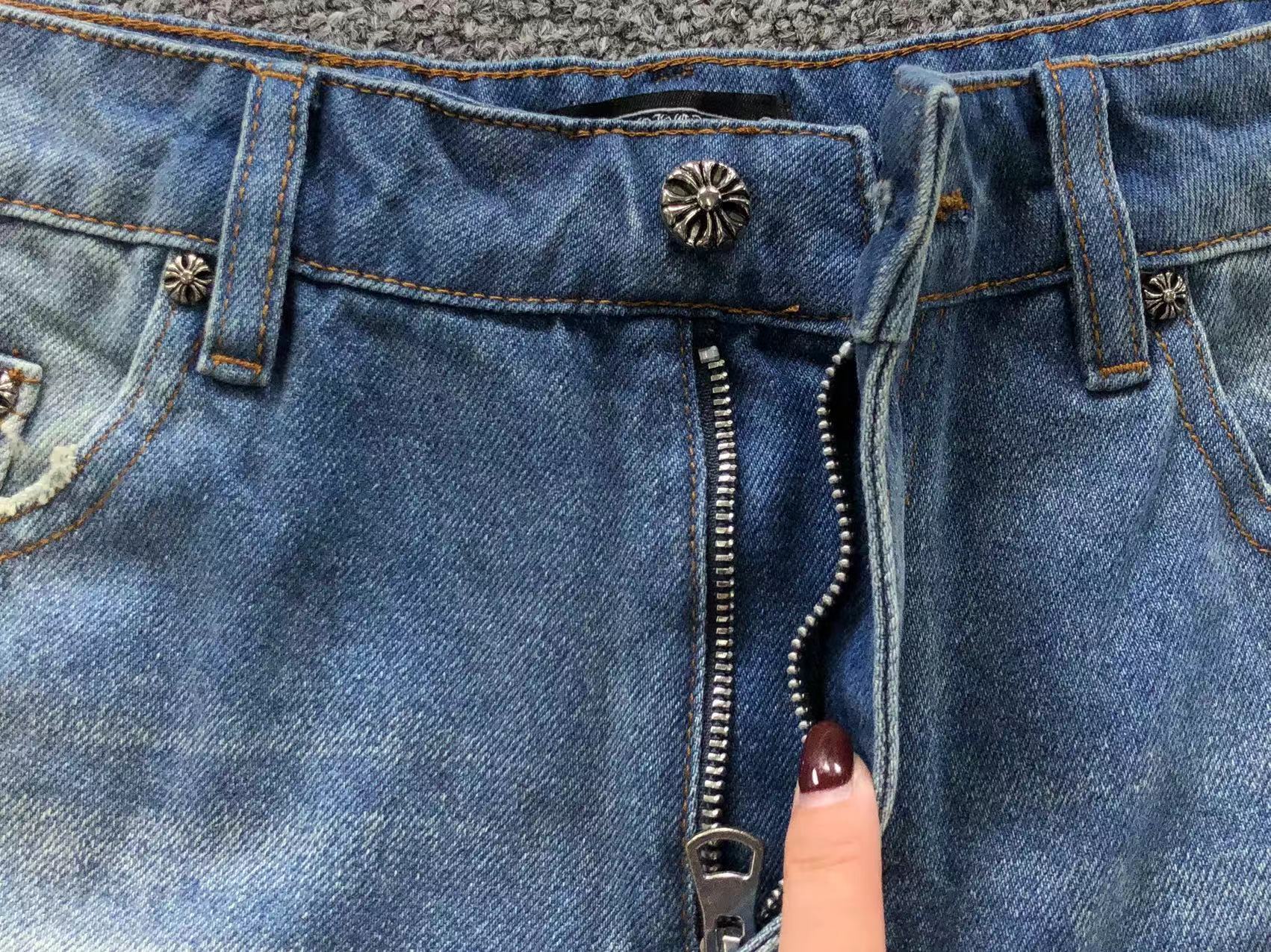 Stacked Black Crosses Denim Jeans™