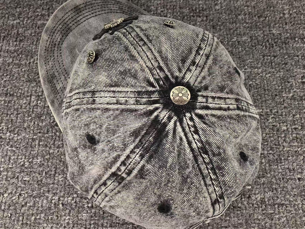 Leather & Metallic Cross Denim Baseball Cap™