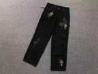 Black & Leopard Cross Patch Black Carpenter Pants™