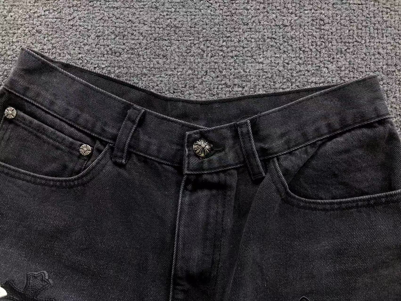 Black & White Cross Patch Baggy Black Jeans™