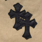 Checkered & Black Cross Patch Beige Jeans™