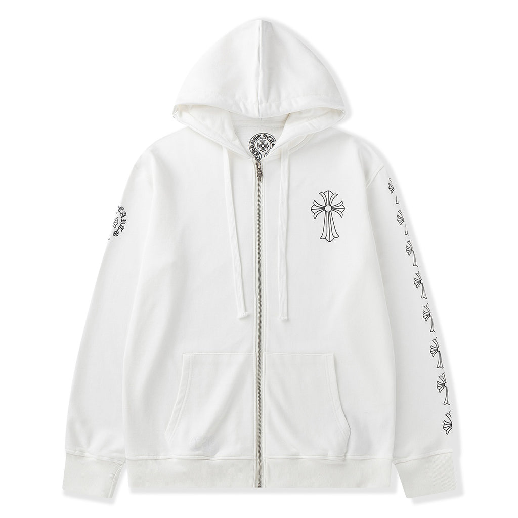 Big Cross Logo White Full Zip Hoodie™