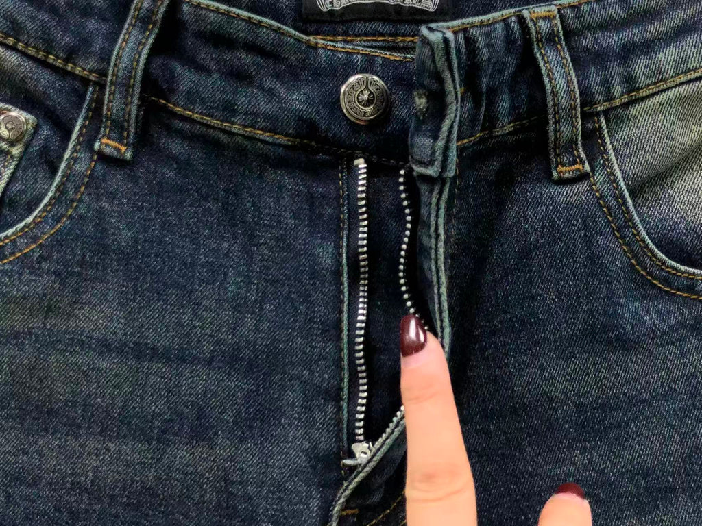 Blue & Purple Cross Patch Baggy Jeans™