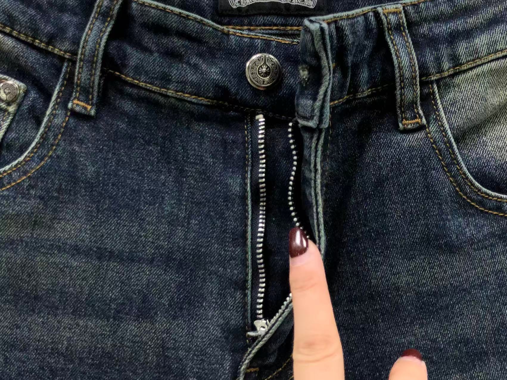 Blue & Purple Cross Patch Baggy Jeans™