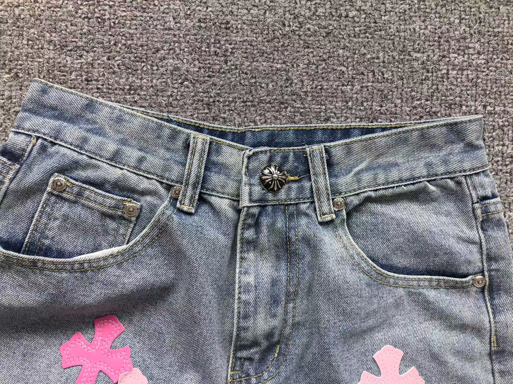 Pink Cross Patch Light Denim Jeans™