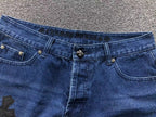 Brown Black & White Cross Patch Blue Denim Jeans™