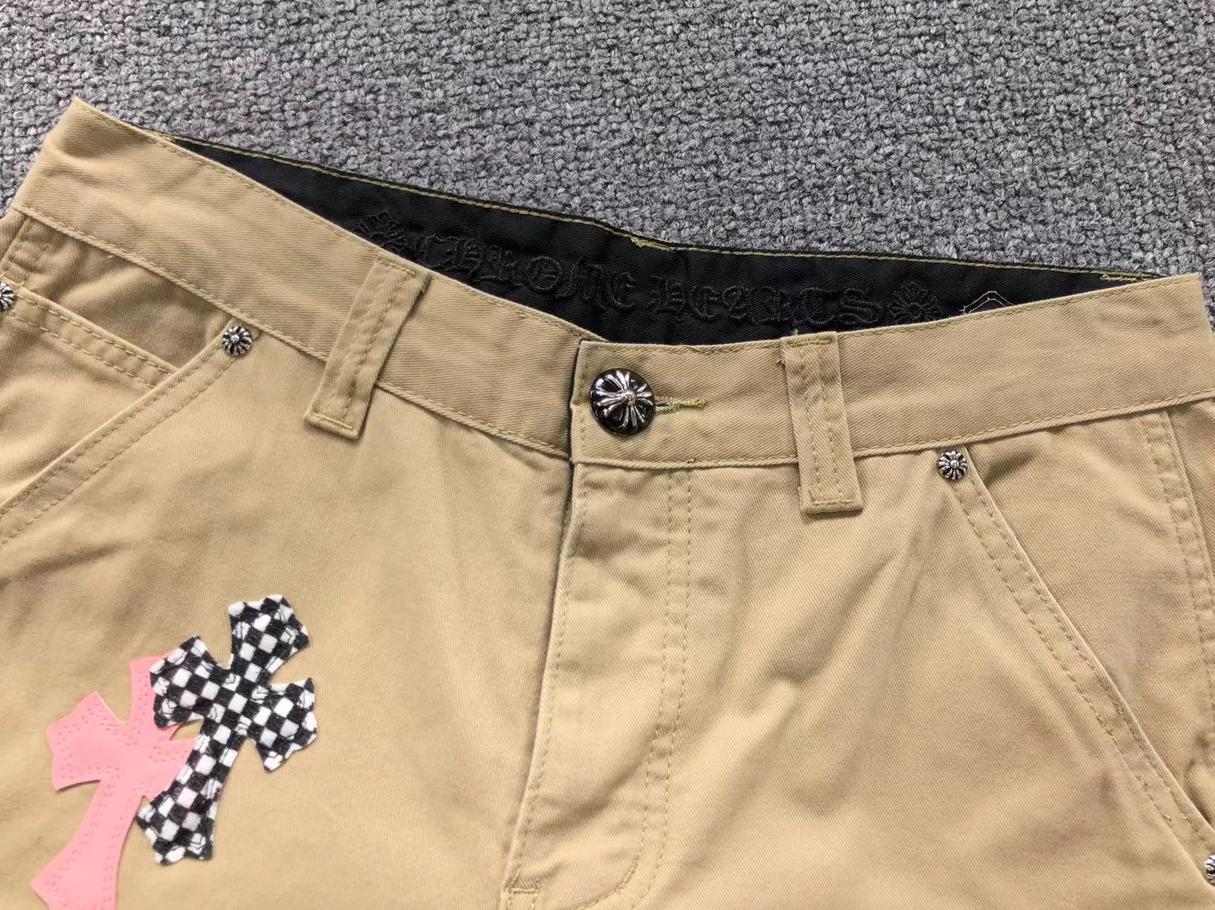 Pink & Checkered Cross Patch Beige Carpenter Pants™