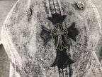 Leather & Metallic Cross Denim Baseball Cap™