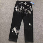 Black White Grey Cross Patch Black Denim Jeans™