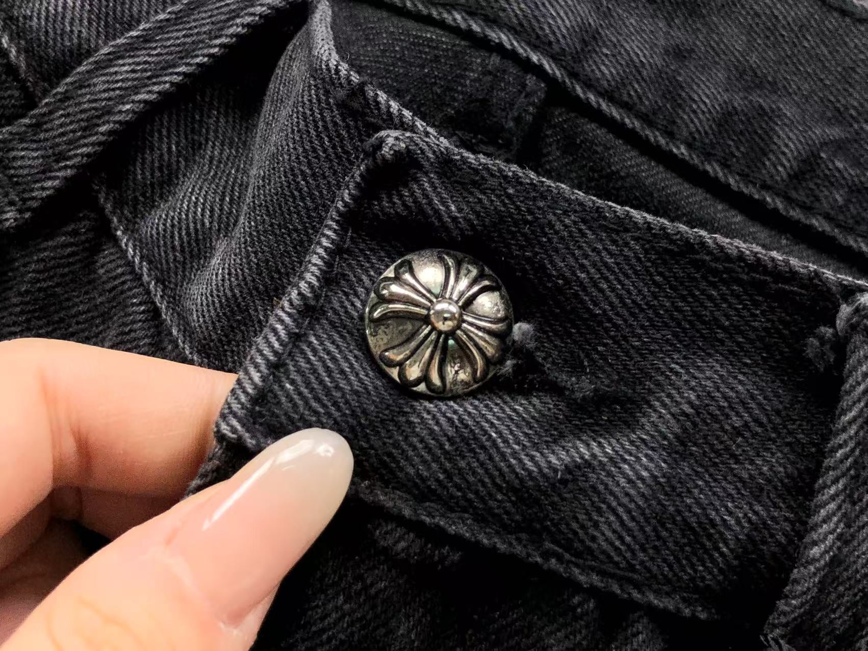 Blue Cross Patch Black Baggy Jeans™