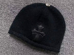 Black Leather Cross Knit Beanie™