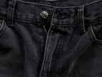 Black & White Cross Patch Baggy Black Jeans™