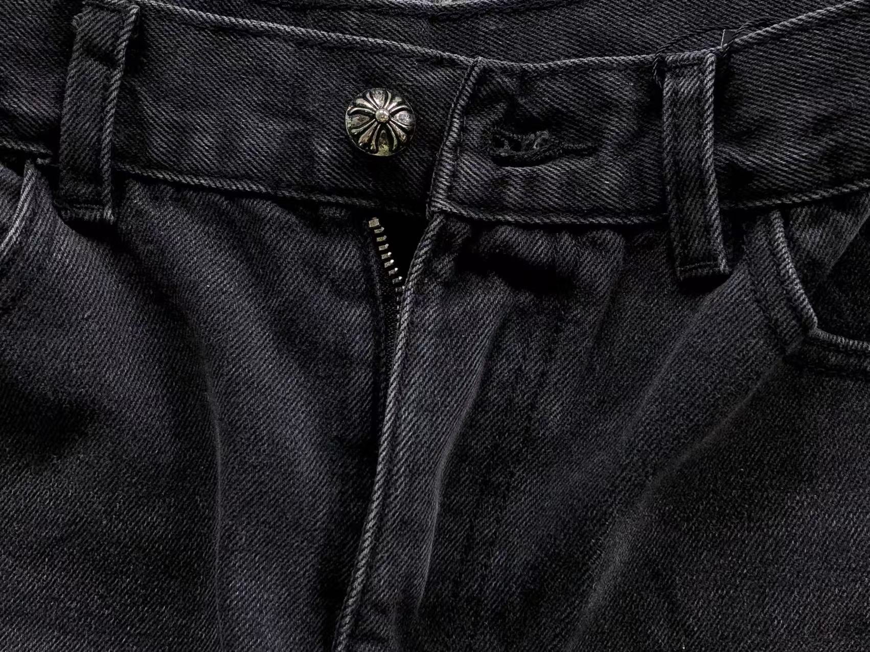 Black & White Cross Patch Baggy Black Jeans™