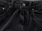 White Cross Patch Black Denim Jeans™