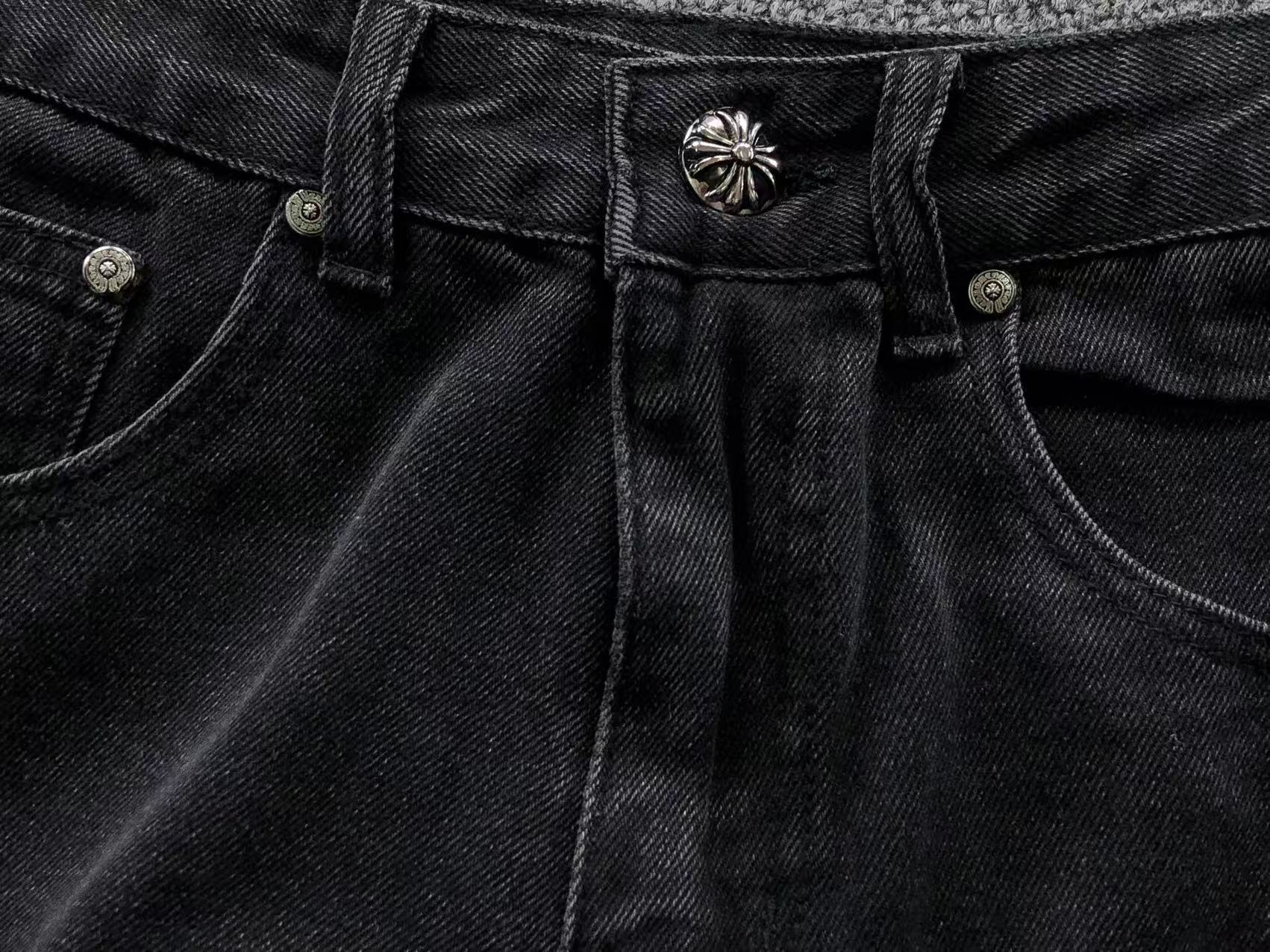 White Cross Patch Black Denim Jeans™