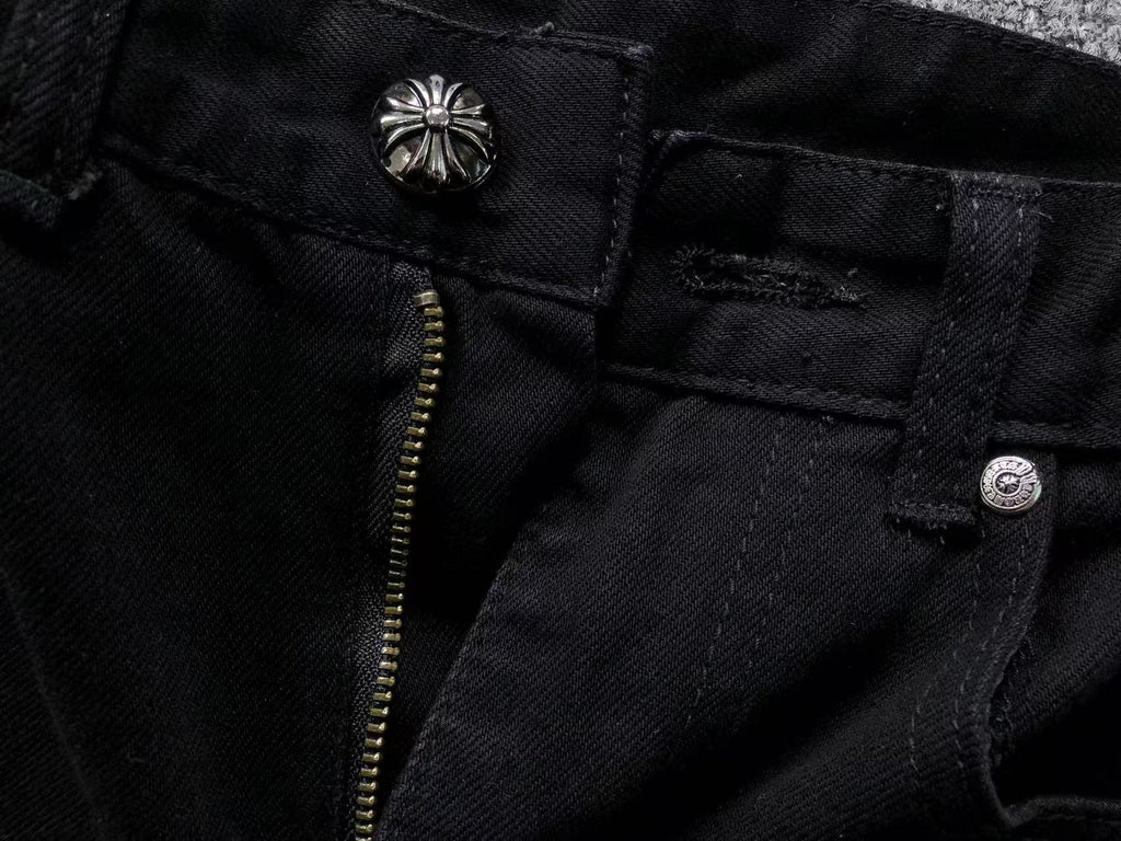 White & Yellow Cross Patch Black Denim Jeans™