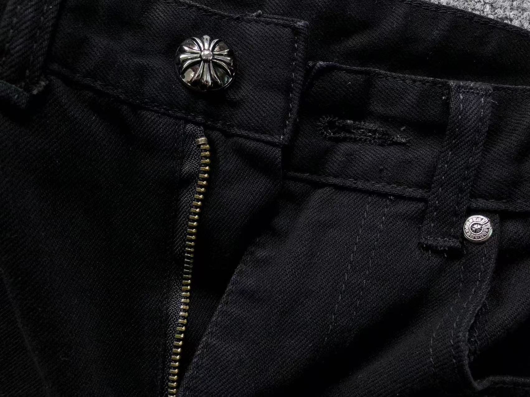 White & Yellow Cross Patch Black Denim Jeans™
