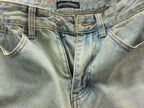 Faded White Cross Patch Light Denim Baggy Jeans™