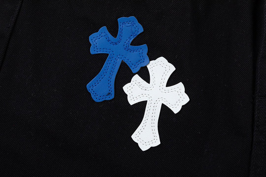 Blue & White Cross Patch Black Jeans™