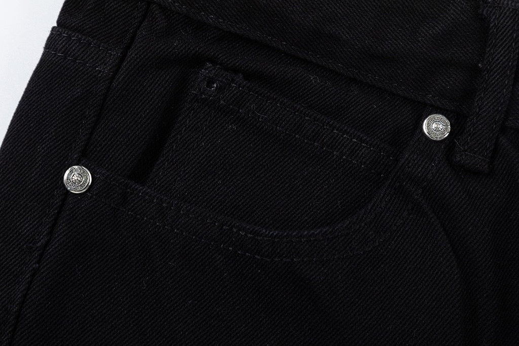 Blue & White Cross Patch Black Jeans™
