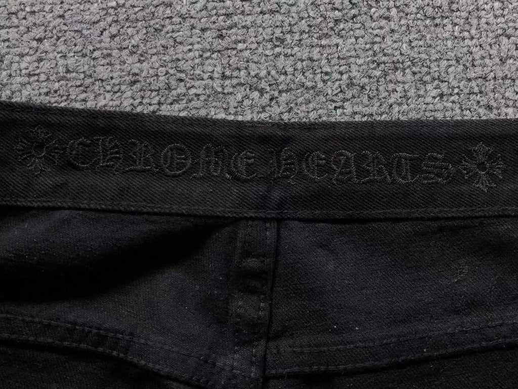 Checkered & Pink Cross Patch Black Jeans™