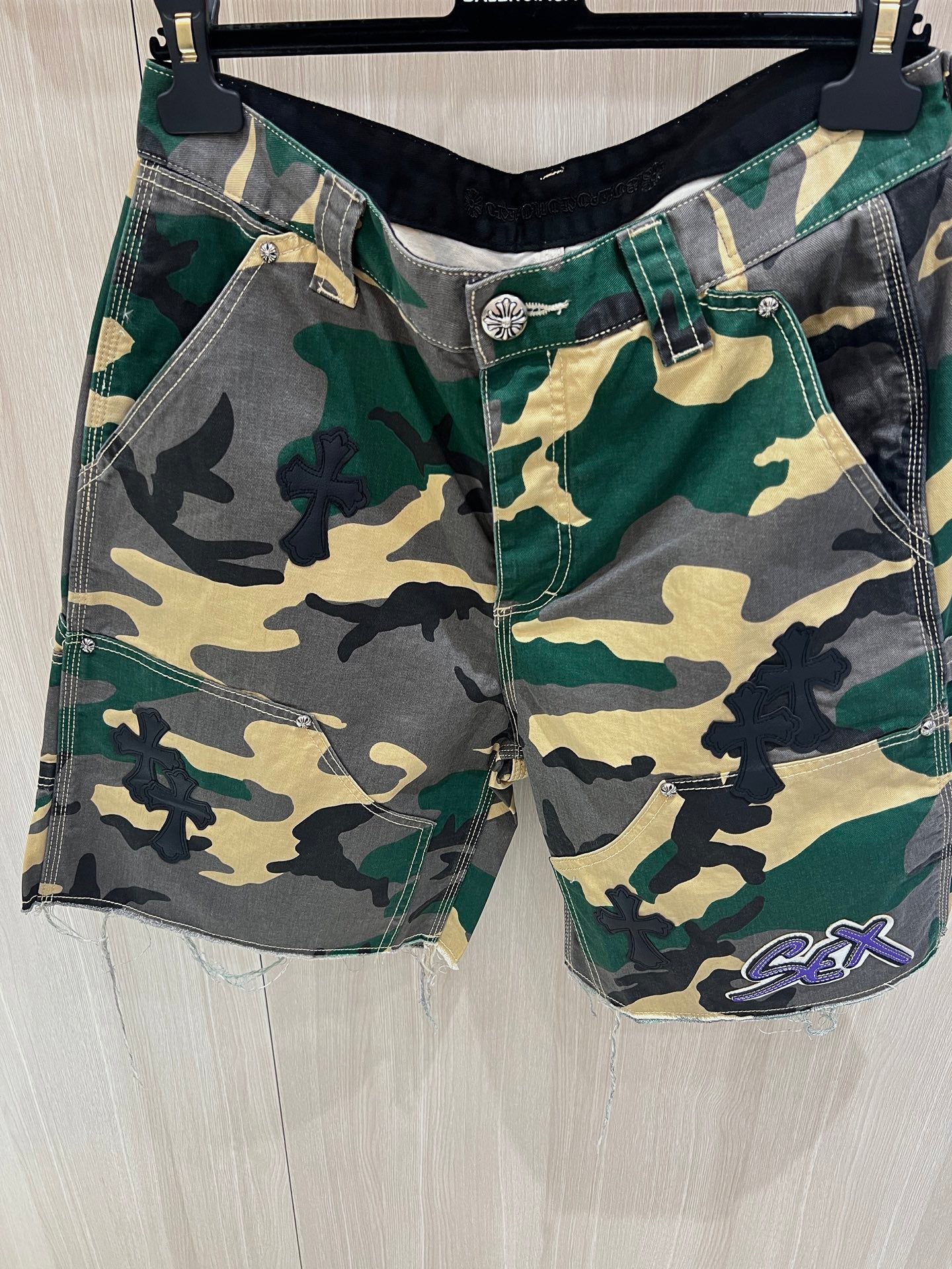Black Cross Patch S*X Camo Shorts™