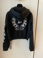 Horse Shoe Logo Women's Cropped Black Hoodie™
