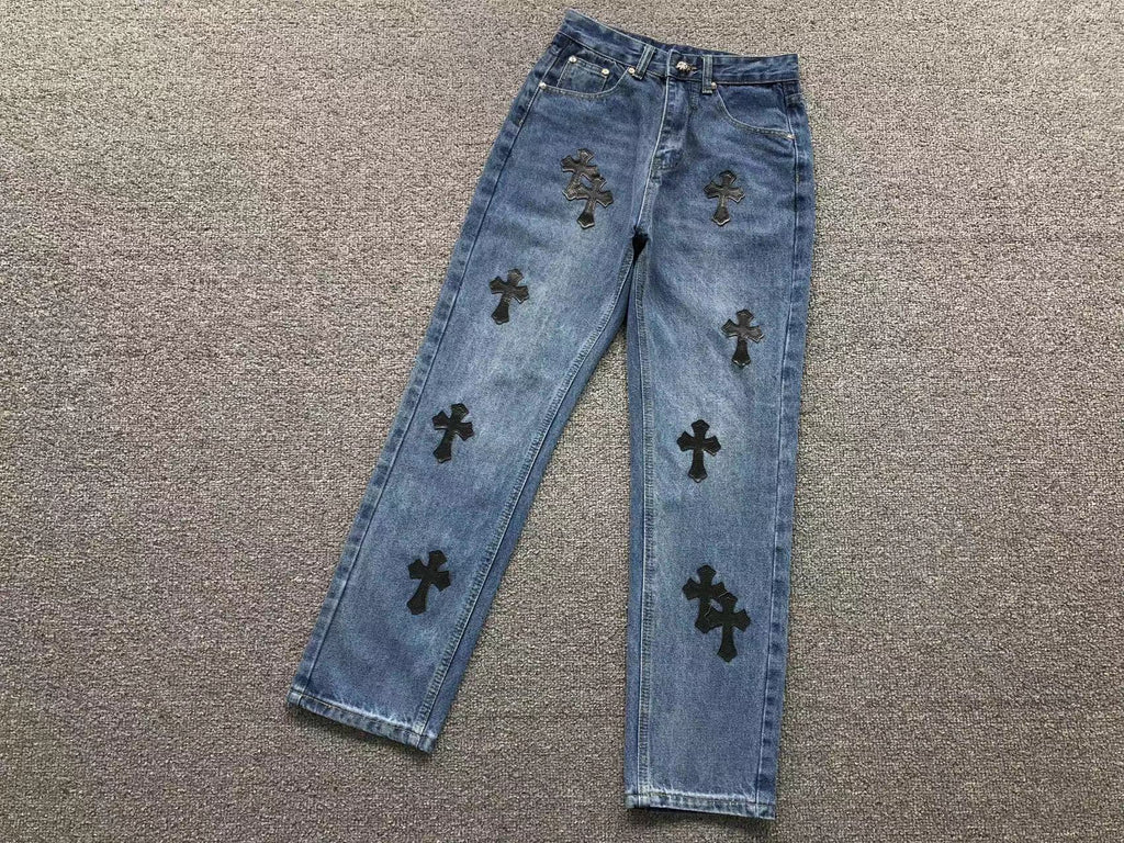 Black Cross Patch Denim Jeans™
