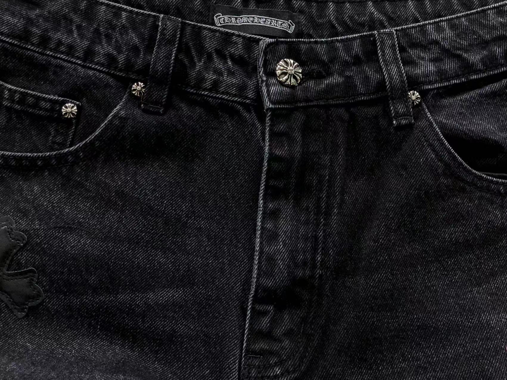 Black & Pink Cross Patch Black Jeans™