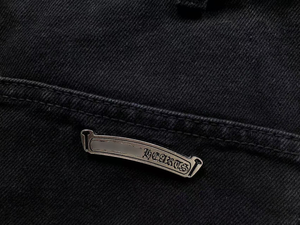 Black Cross Patch Black Jean Shorts™