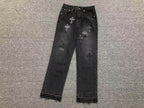 Black Leather Cross Patch Black Denim Jeans™