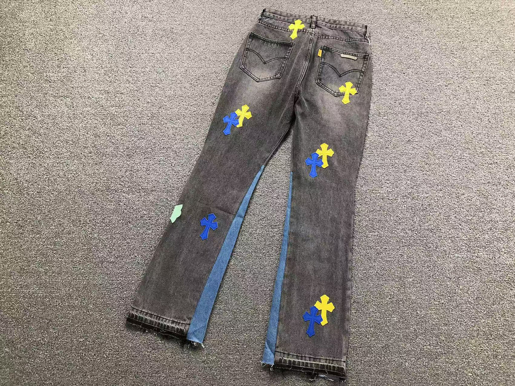Mixed Cross Patch Grey Art Jeans™