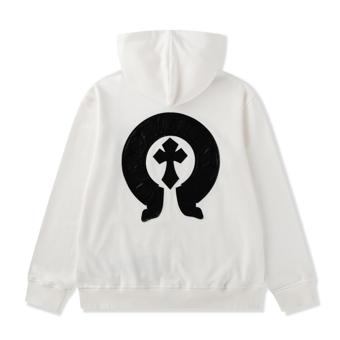 Leather Horse Shoe Logo White Full Zip Hoodie™